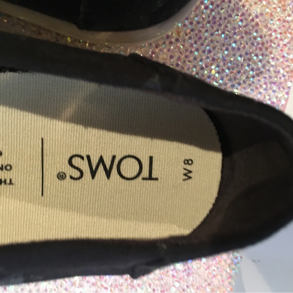 Toms Shoes, Black With Glitter Stars, size: 8W - Picture 3 of 4